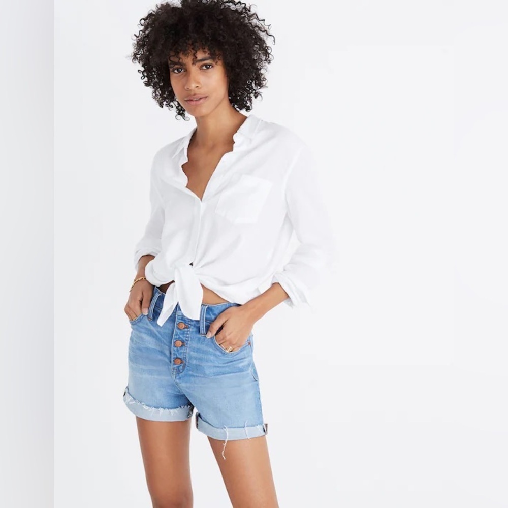 Madewell High-Rise Denim Shorts: Button-Front Edition in Poppins Wash